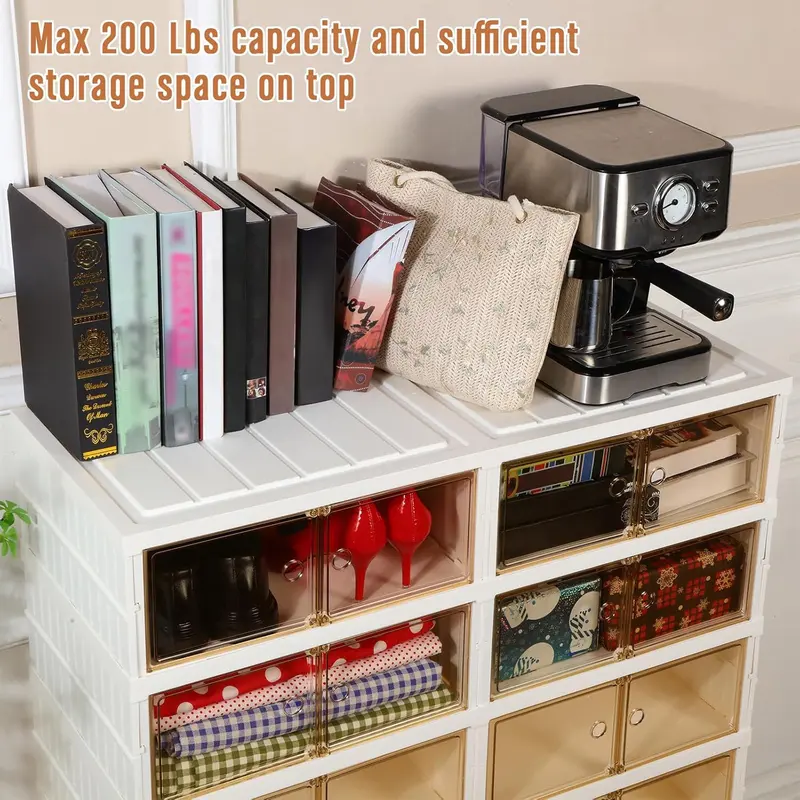 9 tier Ultimate Foldable Shoe Organizer – Fits 18 Pairs Space-Saving Stackable Cabinet Rack Clear Door Plastics Stackable - Image 4